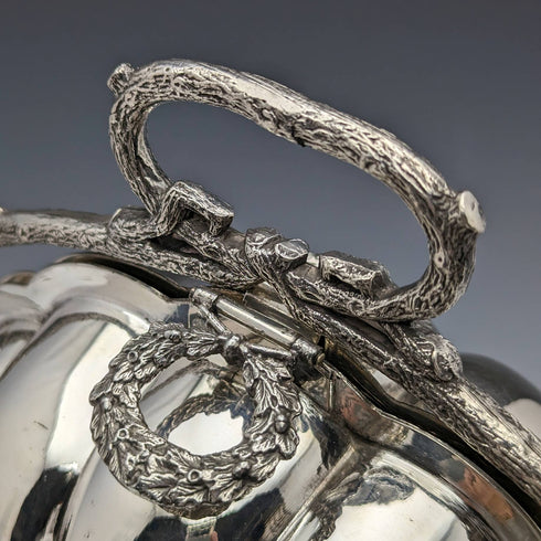 英國古董銀盤貝殼式餅乾保溫器 Walker and Hall